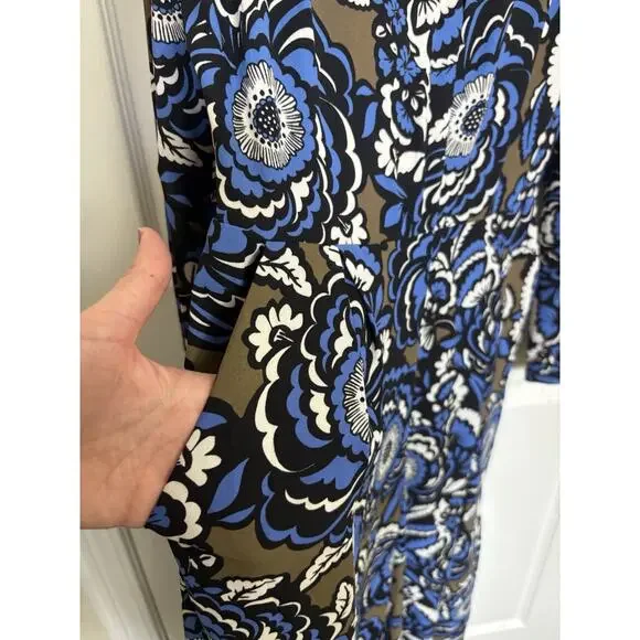 NWT Express Blue Brown Floral Cropped Wide Leg Jumpsuit Size 4 Pockets - Picture 9 of 11